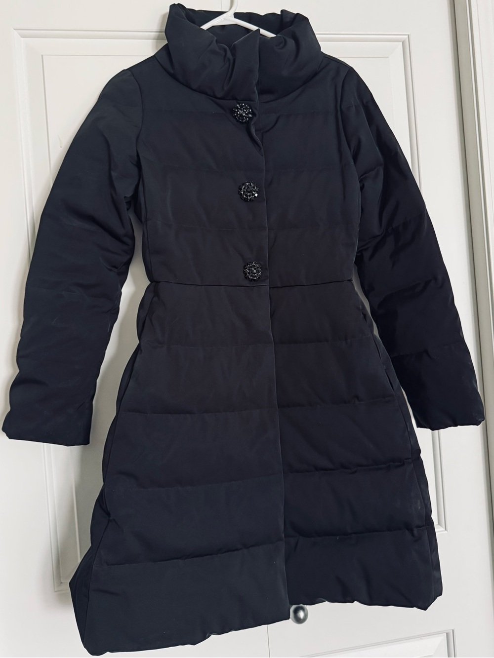 Kate Spade Jewel Button Down Puffer Coat with Bow Back | Size 2